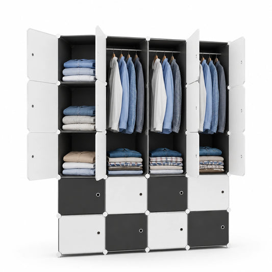 armoire-modulaire-en-plastique-avec-20-cubes-et-tringles-blanche-et-noire-142x47x178cm-swbinr5547it