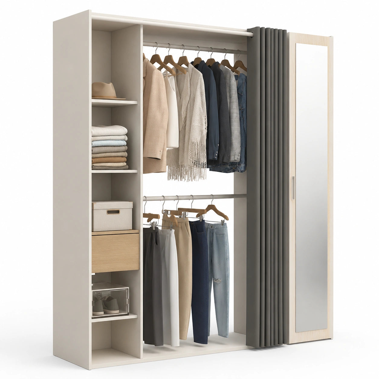 armoire-extensible-avec-etageres-et-miroir-krxzpq5501hq