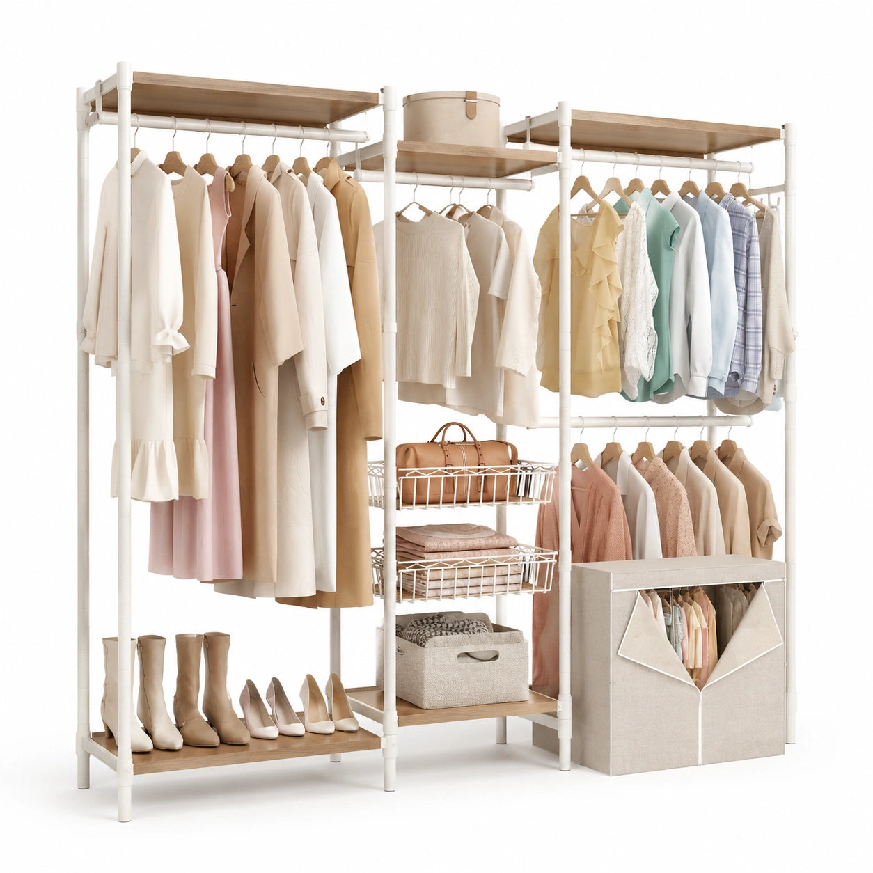 portant-a-vetements-reglable-avec-paniers-de-rangement-155x40x182-cm-charge-320-kg-montage-facile-pour-chambre-et-salon-elrlgb5533xz